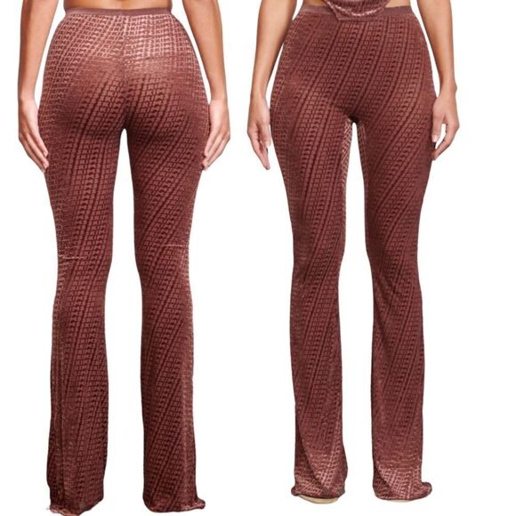 Skims Velvet Flared Legging shimmer & Sheer 2X  Tan Chestnut Mocha Mousse NWT - Picture 1 of 8